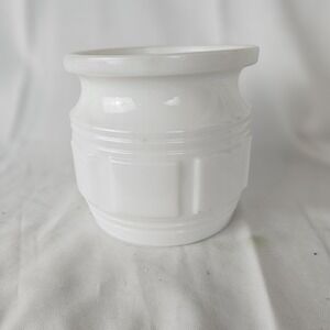 Mid-century Milk Glass Vase Planter White Raised Square Geometric Design 4.5in